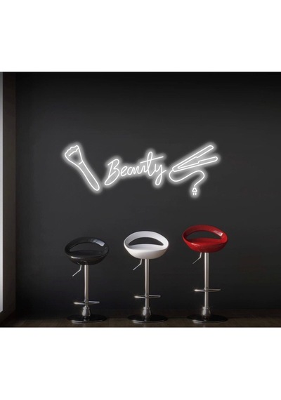 Beauty Yazılı Ve Şekilli Neon Tabela Beyaz