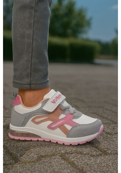 Unisex Çocuk Cırtlı Bağcıklı Sneaker Günlük Spor Ayakkabı Pembe