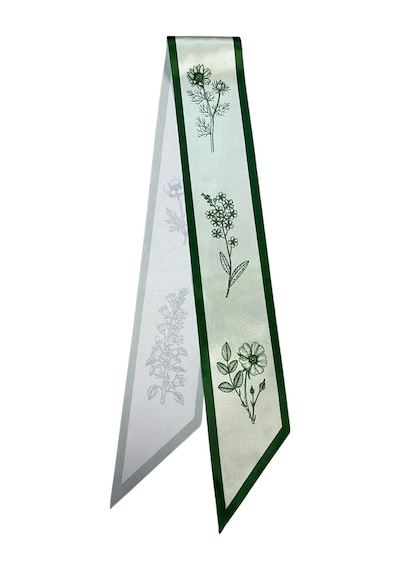 Tarzını Seç Ada Bahçesi Desenli Yeşil Kravat / Eşarp / Fular 105x9 Cm Ada Yeşil