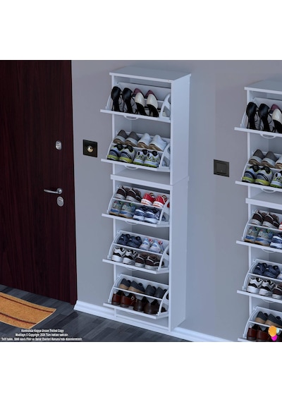 Modilayn Verve Asma Kapı Önü 52x194x26 Cm Lik 3 Düşer Kapak 10 Göz Bölmeli Ayakkabılık Beyaz Modilayn Verve Asma Kapı Önü 52x194x26 Cm Lik 3 Düşer Kapak 10 Göz Bölmeli Ayakkabılık Beyaz