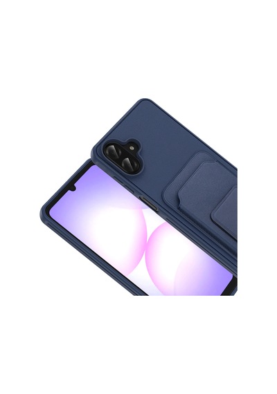Galaxy Uyumlu A07 Kılıf Kartlıklı Standlı Kamera Yükseltili Silikon Pazarplus Gri
