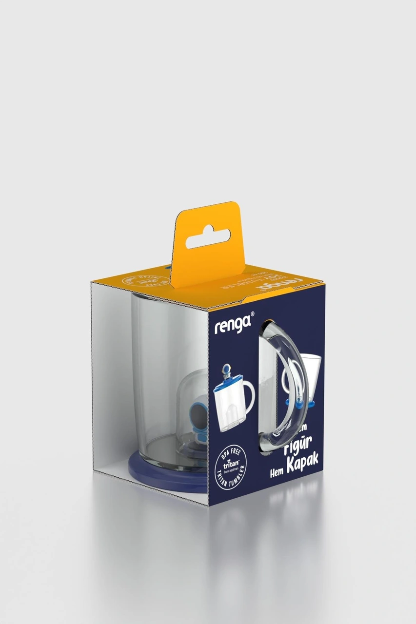 Renga Joy Astronot Figürlü 250 Ml Kulplu Tritan Bardak 222059 Mavi Mavi