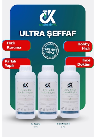 Erkon Kimya Ultra Şeffaf Hızlı Hobby Epoksi 3 Kg