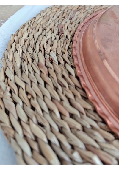 Moda Bakır Kırmızı Bakır Şark Köşesi Tepsi 40 Cm Kırmızı