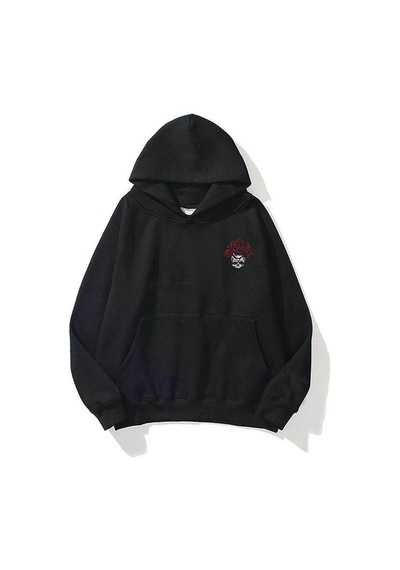Tarzsokak Y2k Unisex Vergito Flower Sweatshirt Kod 1800 Siyah