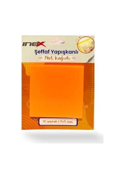İnox Şeffaf Yapışkanlı Not Kağıdı 75x75 Turuncu 50'li