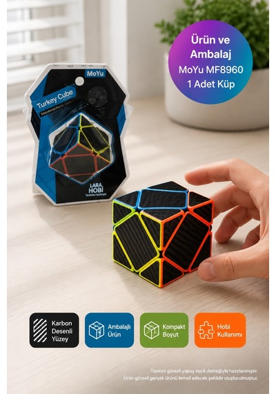 Moyu Skewb Zeka Küpü Mf8960 Fiber Karbon Desenli Renkli Eğitici Akıl Mantık Hobi Puzzle Oyunu 5,4 Cm