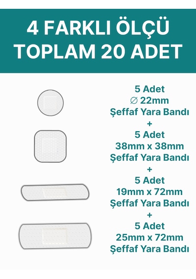 Şeffaf Yara Bandı 20 Li Karışık Paket