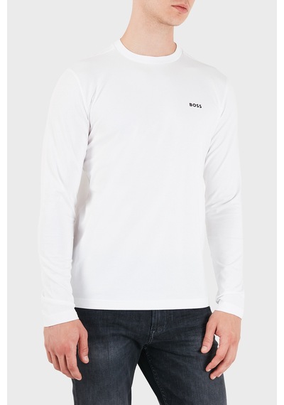 Boss Logolu Regular Fit Bisiklet Yaka Uzun Kollu Sweat Erkek Sweat 50506365 100 Beyaz