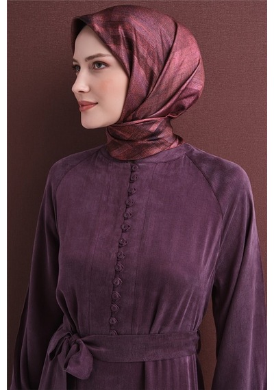 Armine Tivil Saf İpek Eşarp 9618 57 Gül Kurusu Batik Desen