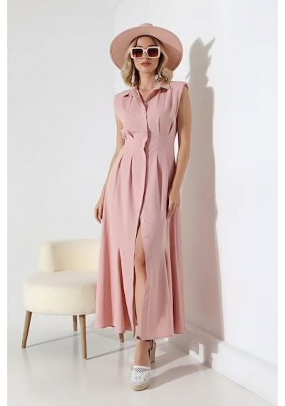 Defymoda Kadın Balık Kesiminin Asaletini Taşıyan Elbise Pembe