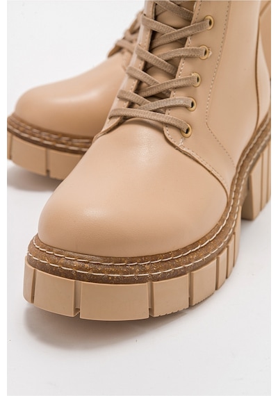 Luvishoes Jayla Bej Cilt Kadın Bot Bej