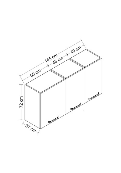 Minar 145 Cm Mutfak Dolabı Beyaz 145-B1-Üst Modül Beyaz
