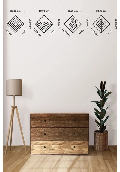 4 Element Kare Duvar Dekoru - Siyah Ahşap Mdf