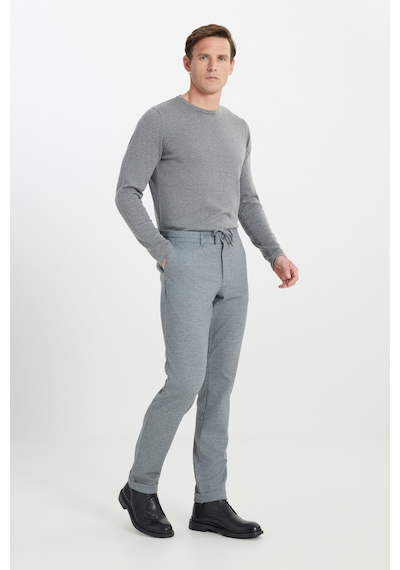 AC&Co / Altınyıldız Classics Erkek Grı Relax Fit Rahat Kesim Beli Bağlamalı Esnek Takım Elbise Pantolonu Gri