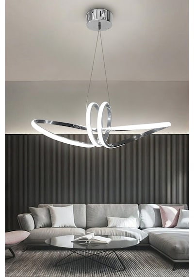 Papyon Toplu Modern Sarkıt Led Avize - - Kumandalı / Krom Krom