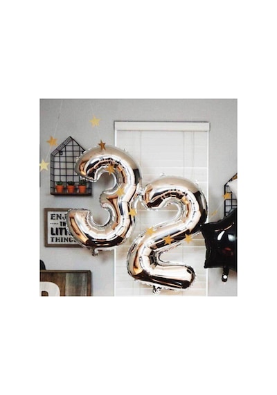 1 Rakam Folyo Gümüş Balon Küçük 35 Cm Beyaz