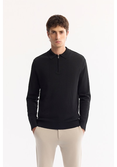 Avva Erkek Siyah Polo Yaka Fermuarlı Rayon Tüylenmeyen Dokulu Triko Regular Fit Kazak A52y5019 Avva Erkek Siyah Polo Yaka Fermuarlı Rayon Tüylenmeyen Dokulu Triko Regular Fit Kazak A52y5019