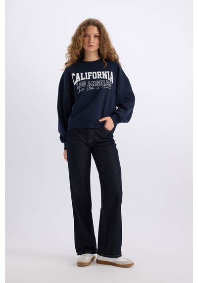 DeFacto Loose Fit Bisiklet Yaka Baskılı Kalın Kumaş Sweatshirt E3390AXNSNV44 DeFacto Loose Fit Bisiklet Yaka Baskılı Kalın Kumaş Sweatshirt E3390AXNSNV44