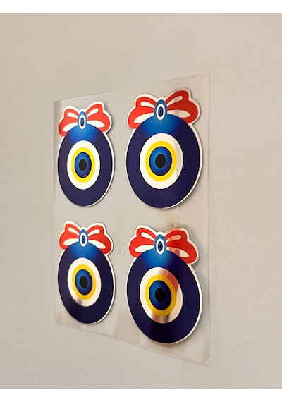 Nazar Boncuğu Etiketçilere Özel Sticker Suya Güneşe Dayanaklı Oto Sticker Kaliteli Ürün 4ad. 3,5x4cm Çok Renkli