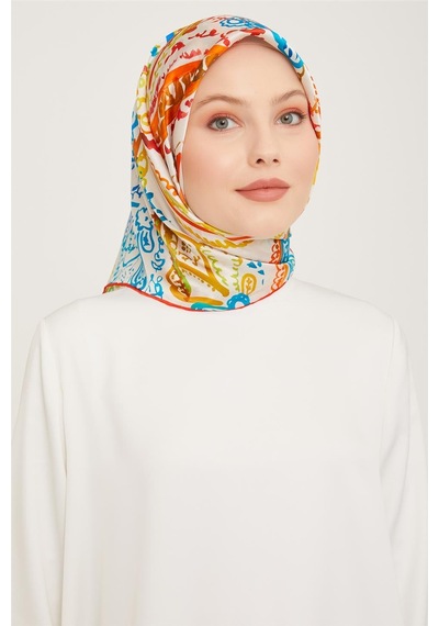 Armine Twill İpek Eşarp 23ka9037 31 - Turuncu