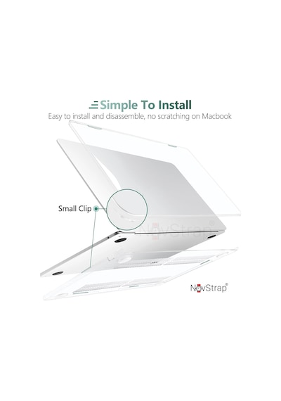 Novstrap Apple Macbook Air 15 İnç A2941 A3114 A3241 Uyumlu Kristal Parlak Kılıf Siyah Klavye Kılıfı Film Şeffaf