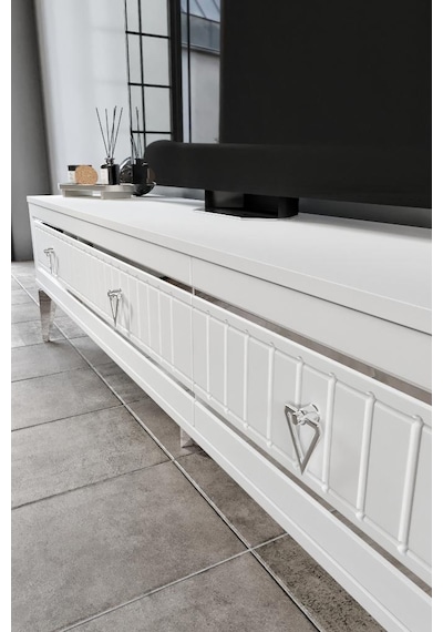 180 CM KLAS MDF MEBRAN KAPAK BEYAZ GÜMÜŞ