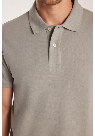 Tudors Erkek Slim Fit Dar Kesim %100 Pamuk Gri Polo Yaka Tişört-32788 Gri
