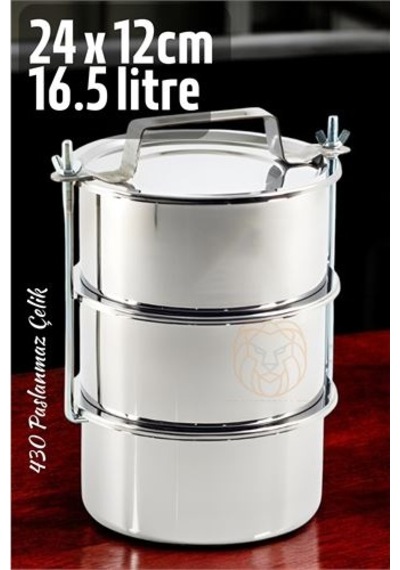Zhltools Sefer Tası Paslanmaz Çelik Yemek Kabı 24x36cm 16.5 Litre Gümüş