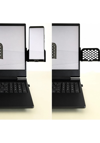 3d Baskı Monitor Telefon Tutucu - Petek Desenli Laptop Kenar Telefon Tutucu-siyah Çok Renkli