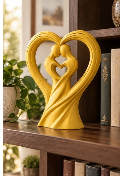 Birbirine Geçmiş Ruhlar Kalp Heykeli Figürlü Dekoratif Biblo 21744007