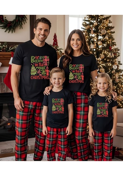 Aselinda Christmas Yılbaşı Temalı Yeni Yıl T- Shirt Aile Kombin Tişört Kombin Yapmak İçin Ürün Ekleyiniz Siyah