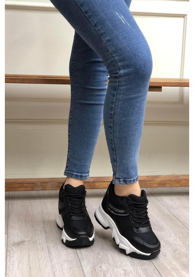 Flet 209 Siyah-beyaz Kadın Spor Sneaker Siyah