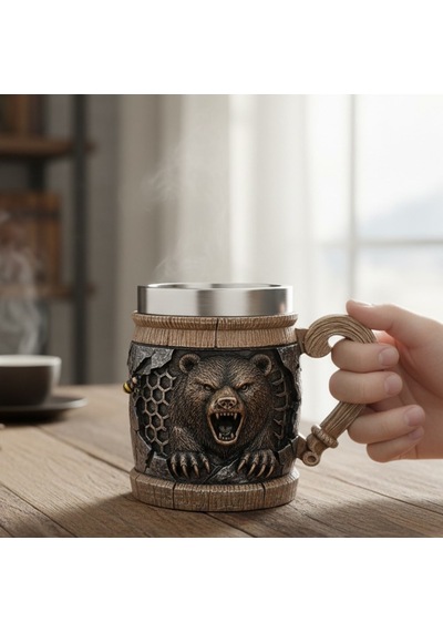 Ayı Figürlü 3d Kabartmalı Paslanmaz Çelik Kadeh Kupa Diğer