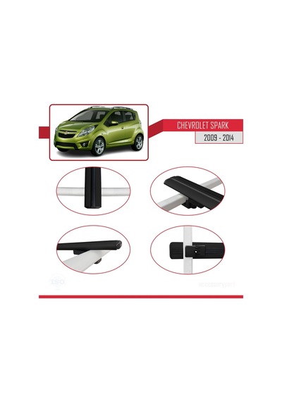 Chevrolet Spark 2009-2014 Arası İle Uyumlu Basic Model Ara Atkı Tavan Barı Siyah 3 Adet