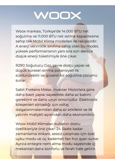 Woox FDPH41-3035ZPR5 14.000 BTU Taşınabilir Portatif Mobil Klima