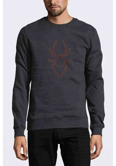 Silhouette Spider Baskılı Füme Antrasit Erkek Örme Sweatshirt