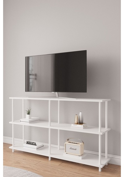 Çevir Kur 150 Cm Beyaz B.d Raflı Tv Sehpası, Tv Ünitesi 150 75 29 Cm Beyaz