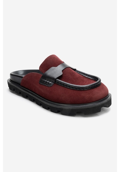 Luvishoes Vela Bordo Süet Hakiki Deri Kadın Terlik Bordo
