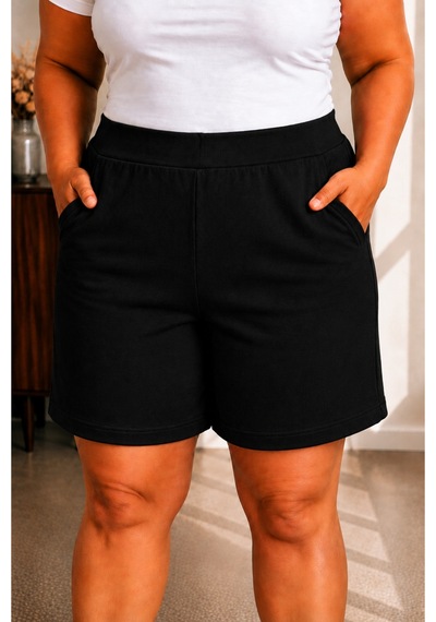 Sngl Tekstil Kadın Büyük Beden Şort 3xl 4xl 5xl 6xl 7xl 8xl 9xl Siyah