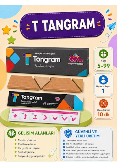2'li Oyun Seti - T-tangram Ve Kaplumbağ Puzzle - Eğitici Ve Öğretici Oyun Seti