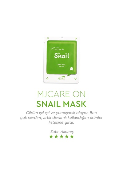 Mjcare On Snail Mask - Salyangoz Özlü Yüz Maskesi 20'li