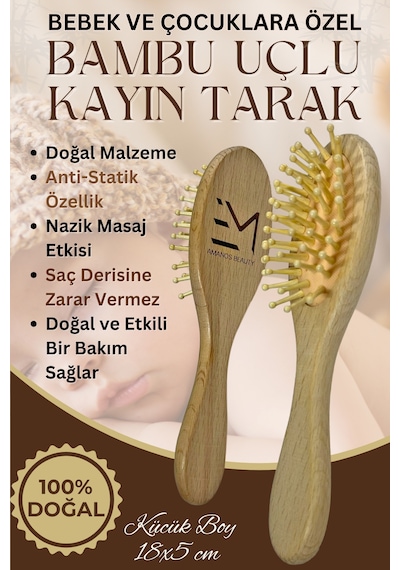Bebek Ve Çocuklara Özel Bambu Uçlu Kayın Tarak - Doğal Dokunuş