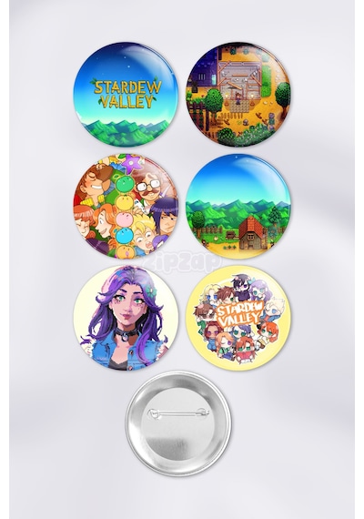 Stardew Valley Video Oyun Çanta Süsü İğneli Buton Rozet Seti 6 Adet Altılı