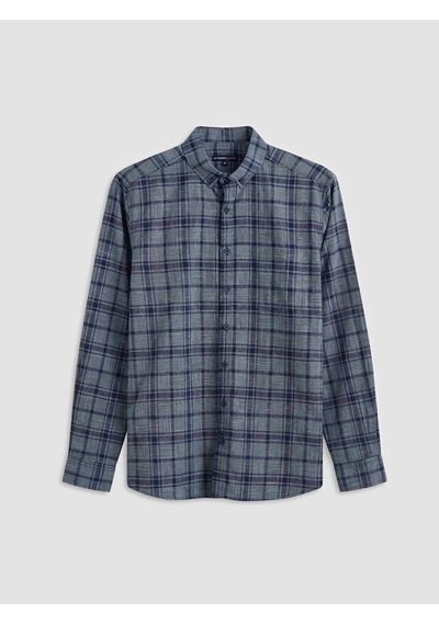 Lcwaıkıkı Classic Lacivert Regular Fit Ekose Poplin Erkek Gömlek