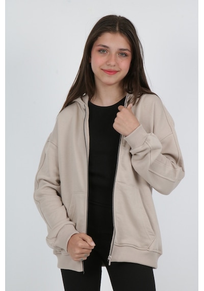 Toontoy Kız Çocuk Nakışlı Hırka Bej