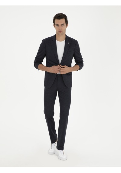 Cacharel Koyu Lacivert Slim Fit Yün Karışımlı Pantolon