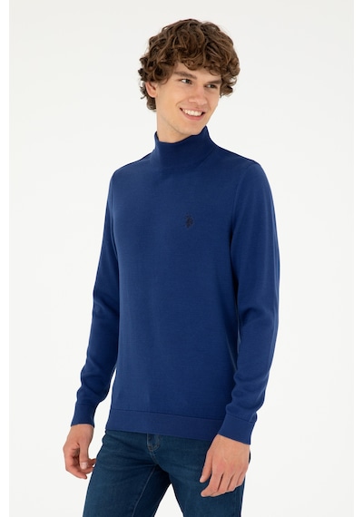 U.S. Polo Assn. Erkek Slim Fit Yarım Boğazlı İndigo Basic Kazak 50293499-VR028