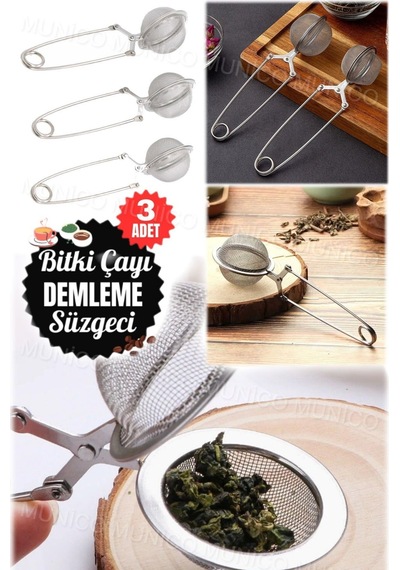 3 Adet Bitki Çayı Demleme Süzgeci Çay İçin Çay Süzgeci Kakao Pudra Ve Şeker Eleği İle Çok Amaçlı P Diğer