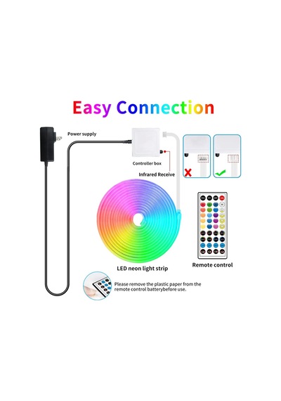 16 Ft Led Neon Işıklar Uzaktan Uygulama Kontrolü Ip65 Su Geçirmez Esnek Neon Led Şerit Işıklar 12 V Rgb Led Neon Halat Işıklar Yatak Odası Oda Dış Mekan Dekorasyonu İçin